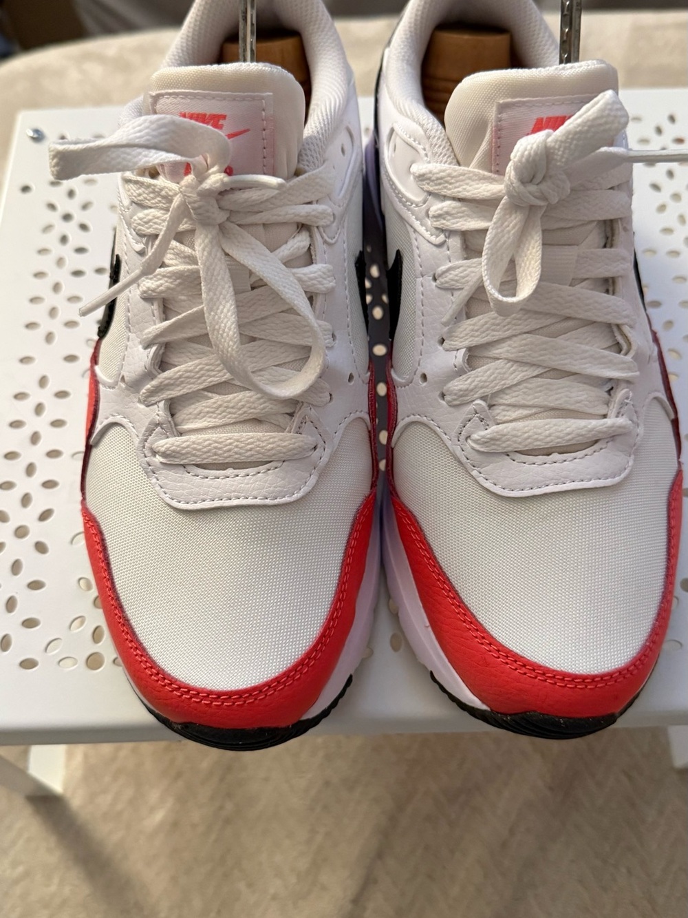 Nike White Sneakers with Red Insole